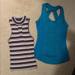 Aeropostale Striped and Wet Seal Teal Lace Tank Tops
